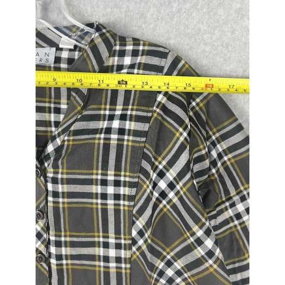 Joan Rivers Blouse Womens 6 Plaid Cottage Core Long Sleeve Peplum Button Casual - Picture 5 of 16